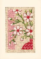 Motif Japonais avec Fleurs, lot de 3 cartes  broder Vervaco