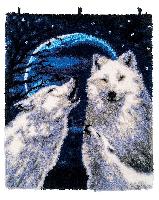 Loups Blancs sous la Lune, kit tapis au point nou Vervaco