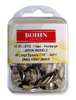 Recharge oeillets argents 11 mm avec rondelles Bohin