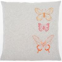 Papillons oranges, kit coussin  broder Vervaco