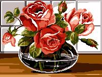 Roses, kit canevas Margot, 40 X 50 cm