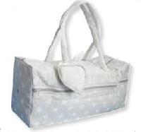 Sac  ouvrage en Lin  pois blancs