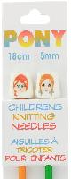 Aiguilles tricot enfants Pony, 18 cm, N5.0, motifs Visages, Animaux et Smiley
