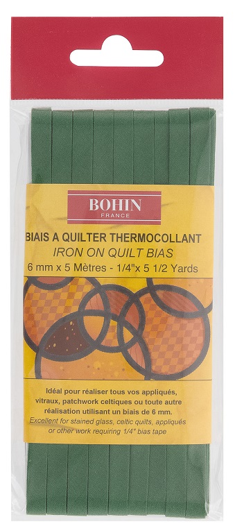 Biais & Rubans : Biais à Quilter Thermocollant Bohin,Biais à Quilter Vert  Sapin Thermocollant Bohin 6 Mm X 5 M