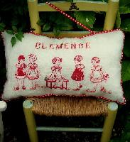 Clmence et ses Amies, kit broderie sur tissu Lin