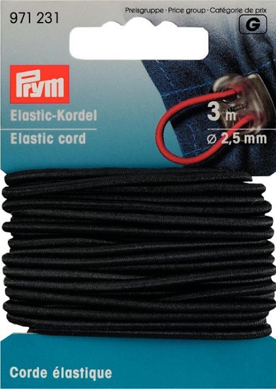 Elastiques Prym : Cordes Elastiques Prym,Corde élastique Noire Prym,  Diamètre 2.5 Mm, 3 M