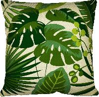 Feuilles Tropicales, kit coussin canevas Seg