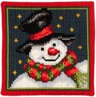 Bonhomme de Neige, kit coussin canevas Vervaco