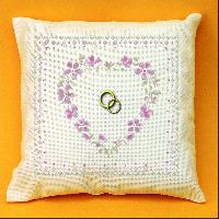 Coeur Rose de Mariage, kit coussin  broder Luc Crations