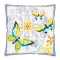 Papillons & Fleurs, kit coussin canevas Vervaco