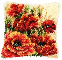 Coquelicots, kit coussin point nou Vervaco