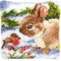 Lapin & Rouge Gorge, kit coussin point nou Vervaco