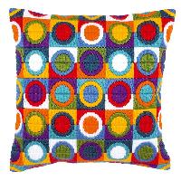 Cercles multicolores, kit coussin point lanc Vervaco