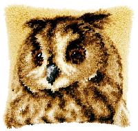 Hibou Brun, kit coussin point nou Vervaco