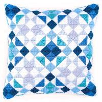 Gris & Bleu, kit coussin au point lanc