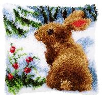 Lapin dans la Neige, kit coussin point nou Vervaco