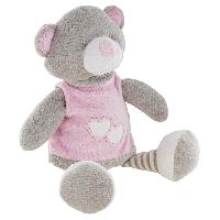 Doudou Ours avec bavoir  broder, coloris Rose - Bleu ou Ecru