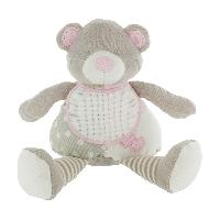 Doudou Ours plus bavoir coloris Rose ou Bleu