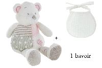 Ours, doudou avec bavoir  broder, Rose ou Bleu