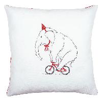Elphant Cycliste, kit coussin  broder Vervaco