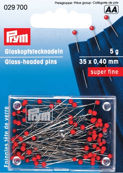 Epingles à Piquer : Epingles Tête De Verre Prym,Epingles Tête De Verre Super  Fines Prym, 35 X 0.40 Mm