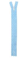 Fermeture Bleu  Pois Blancs invisible, 20 cm