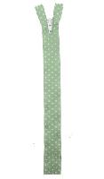 Fermeture Verte  Pois Blancs invisible, 20 cm