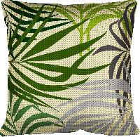 Feuilles Exotiques, kit coussin canevas Seg