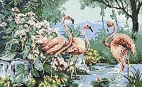 Flamants Roses, kit canevas Margot de Paris, 45 X 65 cm