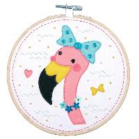 Flamant rose, kit broderie traditionnelle Vervaco