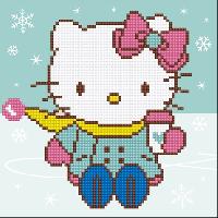 Hello Kitty dans la Neige, kit Diamond Painting Disney Vervaco