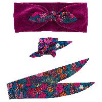 Headband en velours bordeaux + ruban Liberty, kit couture Com 1 Ide