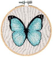 Papillon Bleu, Kit de broderie  dessiner et  broder Daffy, Vervaco