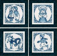 Bleu de Delft, kit broderie sur toile Ada 7 pts/cm Lanarte