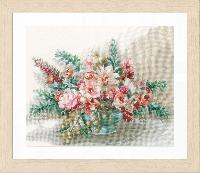 Bouquet de Fleurs, kit broderie sur toile de Lin Lanarte