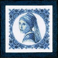 Jeune Fille  la Perle, kit broderie sur toile Ada 7 pts/cm Lanarte