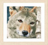 Loup, kit broderie sur toile tamine Lanarte