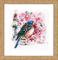 Oiseau  Fleurs, kit broderie au point compt Vervaco