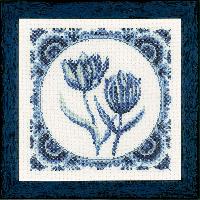 Bleu de Delft, kit broderie sur toile Ada 7 pts/cm Lanarte