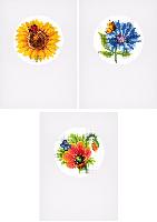 Fleurs d t, lot de 3 cartes  broder Vervaco