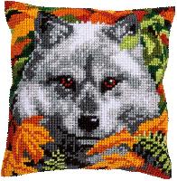 Loup, kit coussin canevas Vervaco