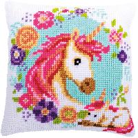 Mre et Bb Licorne, kit coussin canevas Vervaco