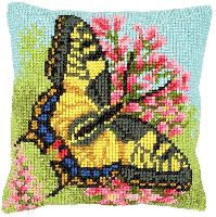 Papillon, kit coussin canevas Vervaco