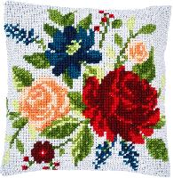 Pivoines, kit coussin canevas Vervaco Verachtert