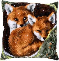 Renards, kit coussin canevas Vervaco