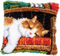 Chat dormant, kit coussin point nou Vervaco