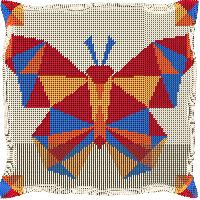 Papillon, kit coussin canevas soudan Luc Crations