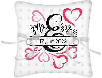 Coeurs, kit coussin de mariage  broder Princesse