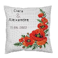 Coquelicots, kit coussin de mariage  broder Princesse