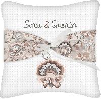 Passiflore beige, kit coussin de mariage  broder Princesse